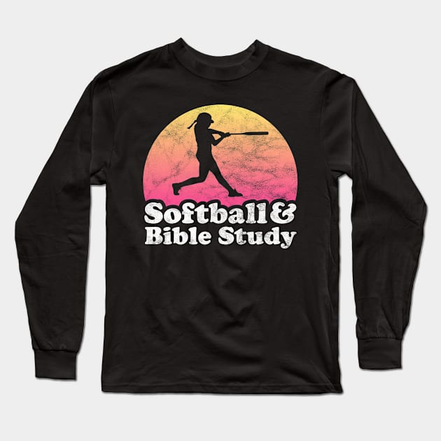 Softball and Bible Study Gift for Softball Players Fans and Coaches Long Sleeve T-Shirt by JKFDesigns